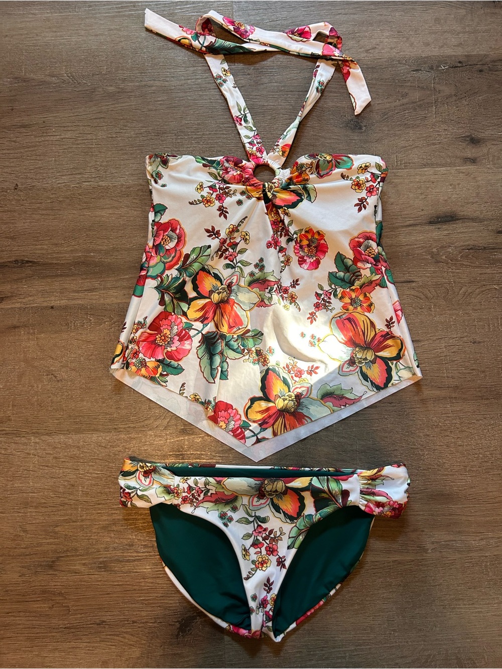 BECCA Tankini & Bikini Bottom 2-Piece Swimsuit Womens Size M Floral